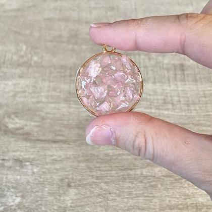 Pink Rose Quartz Resin Necklace