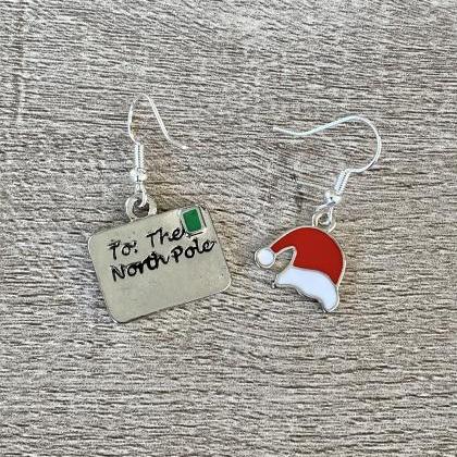 Santa Hat And Letter To Santa Mismatched Earrings