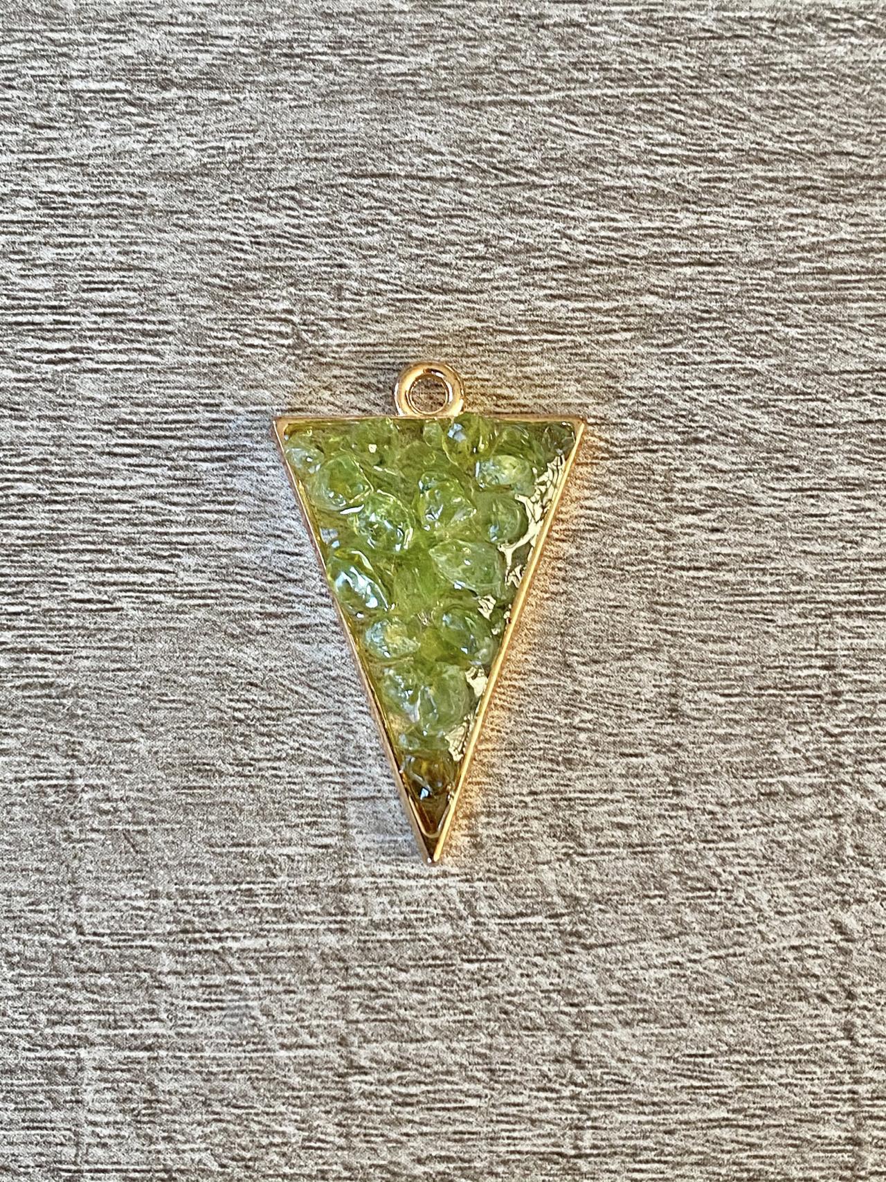 Lime Green Triangle Gemstone Resin Necklace