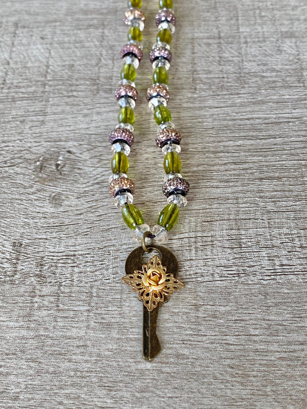 Green Lock And Key 18 Inch Necklace